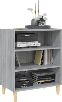 Produktbild von Sideboard mit 3 Regalböden Kommode Anrichte Mehrzweckschrank Schrank Beistellschrank Flurschrank Standschrank Spanplatte Grau Sonoma 57x35x70 cm