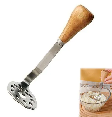Knoblauchpresse aus Edelstahl mit Holzgriff, 1 Stück
