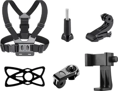 Produktbild von Andoer 6-in-1-Brustgurthalterung, verstellbarer Brustgurt mit drehbarem Telefonclip, Ersatz fuer GoPro Hero10 9 8 7 6 5 4 Session 3+ 3 2 1 Fusion DJI OSMO Kameras Smartphones