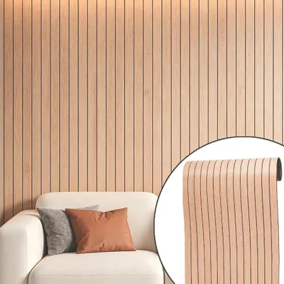 Image de Lamelles en PVC adhésives, panneaux muraux 3D, dimensions : 300 x 40 x 0,3 cm