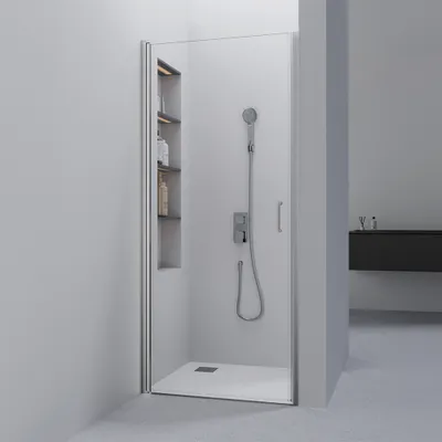 Immagine prodotto di Porta doccia 90cm MARWELL porta doccia a battente BRIGHT chrome Porta a battente - 90x195cm - installazione reversibile - profilo a parete regolabile - per installazione ad angolo e in nicchia - profili in alluminio di alta qualità