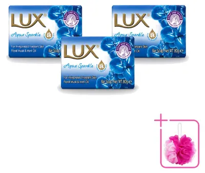 Produktbild von 3 x Lux Seifenstück Aqua Sparkle - 80 g - Sparpackung - 3 Stücke