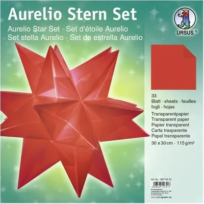 Produktbild von Faltblätter Aurelio Stern Transparentpapier 115g/qm 30x30cm 33 Blatt rot