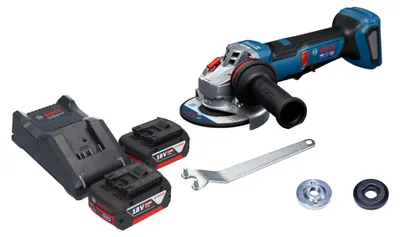 Produktbild von Bosch GWS 18V-11 PS Akku Winkelschleifer 18 V 125 mm Brushless + 2x Akku 5,0 Ah + Ladegerät