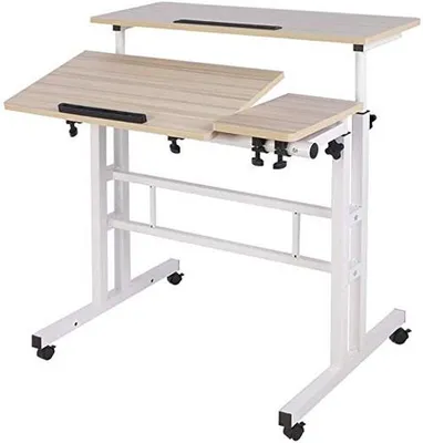 Obrázok produktu pre Výškovo nastaviteľný stolík na notebook na kolieskach - 80 x 60 cm, javor