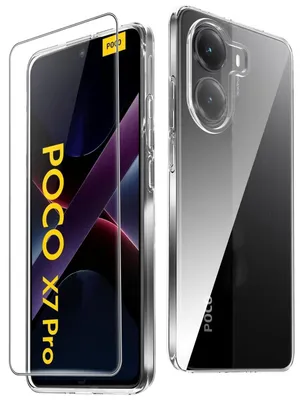 Obrázok produktu pre Priehľadné puzdro na telefón Xiaomi Poco X7 Pro 5G, s ochranným sklom na displej, vyrobené z TPU, odolné voči poškriabaniu a nárazom