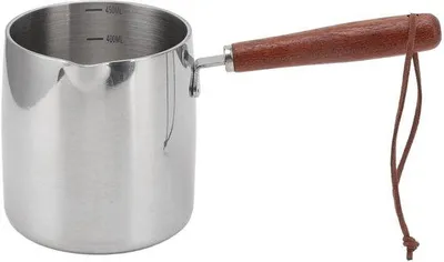 Produktbild von Kochtopf aus Edelstahl 450 ml mit Antihaftbeschichtung und Holzgriff