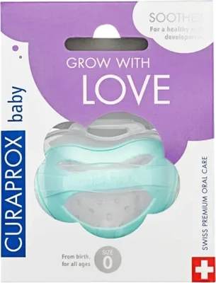 Produktbild von Curaprox Baby Schnuller aus türkisfarbenem Silikon Größe 0