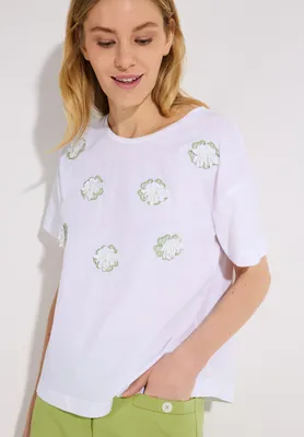 Produktbild von T-Shirt mit Blüten-Applikation