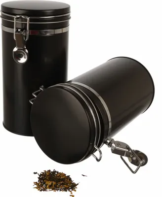 Produktbild von Dosenritter | 2x Vorratsdose / Kaffeedose mit Silikondichtung und Bügelverschluss, luftdicht aus Metall für je 500g Kaffee | 20 x 10.4cm (H,ø) Schwarz