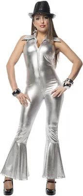 Produktbild von L3200371-38 Damen Catsuit silber Discokostüm Gr.38