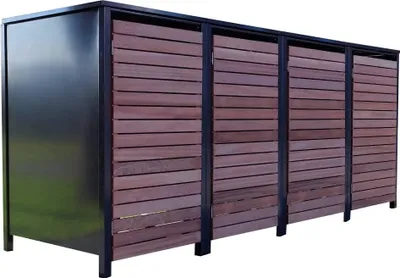 Produktbild von 4 Premium Tailor-Mülltonnenboxen für 240 Liter Tonnen Anthrazit / Front-Edelholz