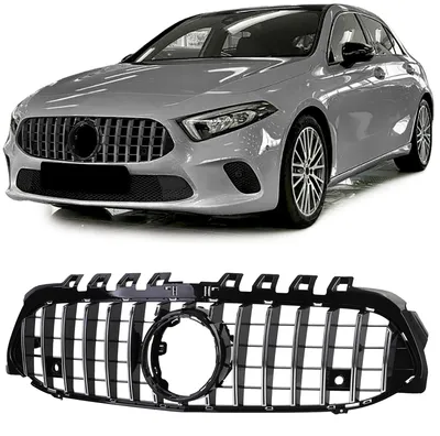 Sport Kühlergrill Schwarz Glanz Chrom passt für Mercedes A W177 V177 ab 2018 – Produktansicht