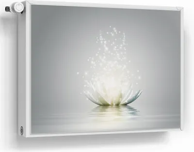 Produktbild von DEQORI Magnetmatte Heizung beschreibbar 80x60 cm 'Funkelnde Lotusblüte' Magnetfolie