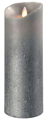 Produktbild von Sompex Flame LED Echtwachskerze Grau metallic 8x23cm