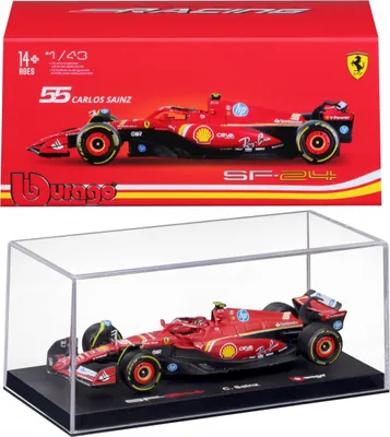 Produktbild von Bburago 1:43 Formel 1 Ferrari Scuderia SF-24 (2024) Nr. 55 Carlos Sainz  – mit Fahrer und Dekoration