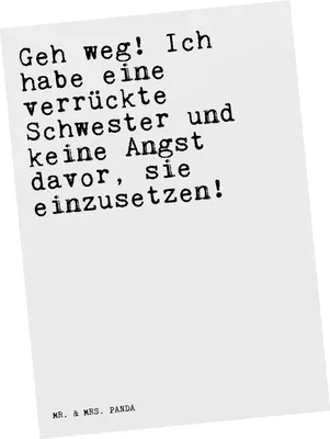 Produktbild von Mr. & Mrs. Panda Postkarte Geh weg! Ich habe... - Weiß - Geschenk, Sprüche, einzelkarte, Schwester, Spruch Weisheiten Zitate Lustig Weisheit Worte, Ansichtskarte, Familie