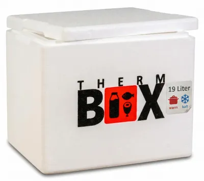 Produktbild von THERM BOX Styroporbox 19W Innen: 33,5x23,5x27cm Wand: 3cm Volumen: 19L Isolierbox Kühlbox Warmhaltebox Wiederverwendbar