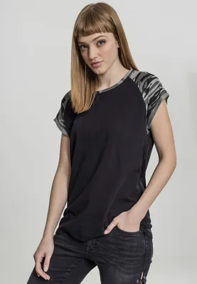 Zdjęcie produktu dla Urban Classics Ladies - RAGLAN Contrast Top schwarz - L