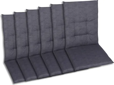 Produktbild von GO-DE Textil, Sesselauflage Mittellehner, 6er-Set, Farbe: grau, Maße ca.: 108 cm x 48 cm x 5 cm