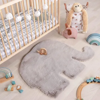 Produktbild von Volero - Kinderteppich - Huggy Elefant Grau - 80x100 cm - Kinderzimmer, Babyzimmer - Modern