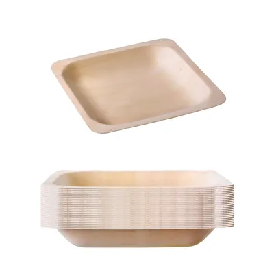 Produktbild von GRÄWE Holzteller Einweg 25 Stück quadratisch 14,5 x 14,5 cm