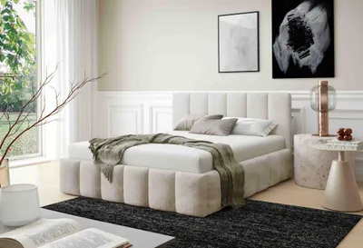 Obrázek produktu pro Manželská čalouněná postel 140x200 SERAFINA - ecru 2