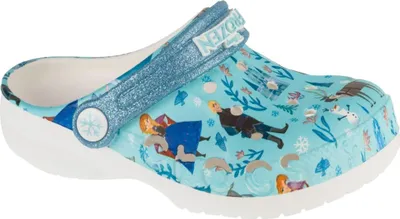 Produktbild von Crocs Kinder Clogs zum einfachen An- und Ausziehen in Hellblau und Weiß