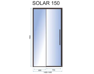 Zdjęcie produktu dla Drzwi prysznicowe SOLAR BLACK MAT 150