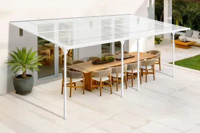 Produktbild von Angebaute Pergola/Carport 18m² KLEO 600L300 Aluminium Weiß