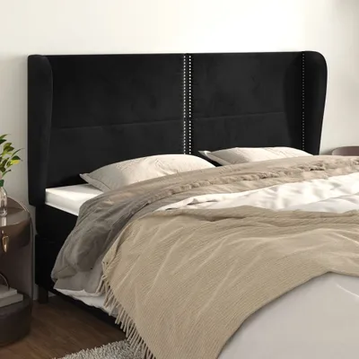 Produktbild von CLORIS Bettkopfteil Kopfteil mit Ohren Schwarz 163x23x118/128 cm Samt, 21,35 kg