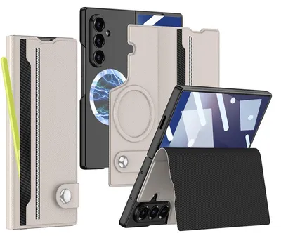 Obrázek produktu pro Pro Samsung Galaxy Z Fold7 GKK MagSafe Full Cover Split Flip Leather Case Beige