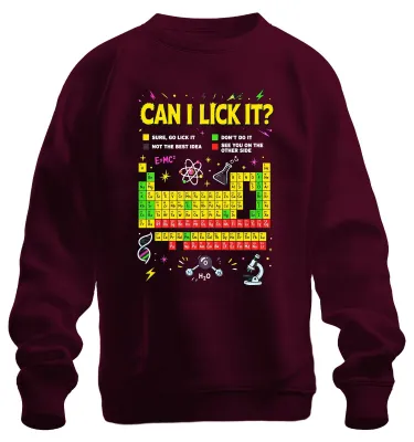 Produktbild von Can I Lick It Science Chemistry Periodic Statement Sarkasmus Sweatshirt Pullover, Burgundy, S