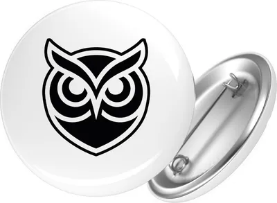 Produktbild von Huuraa Button Eule Silhouette 59mm rund mit Sicherheitsnadel Ansteckbutton Geschenkidee