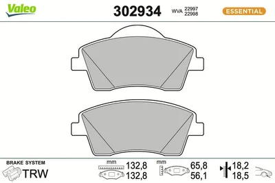 Produktbild von VALEO Bremsbeläge Satz Vorne für VOLVO XC40 (536) 302934