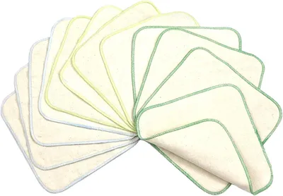 Produktbild von Doppellagige Frottee-Waschlappen - 12 Stück - wiederverwendbare Babywaschlappen als Ersatz für Feuchttücher - kleine waschbare Mini-Badetücher