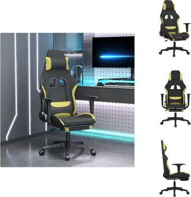 Produktbild von vidaXL Gaming-Stuhl mit Fußstütze Schwarz und Hellgrün Stoff -  Gaming-Sessel