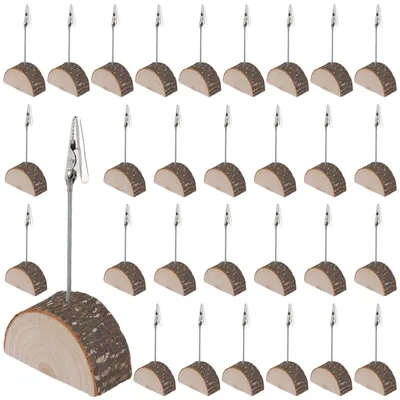 Holz-Kartenhalter mit Clip, 30 Stück, 9 cm, für Tischkarten
