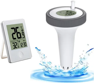 Produktbild von Kabelloses Poolthermometer mit Fernsensor, 60m Reichweite, für Pool, Badewanne, Aquarium, weiß
