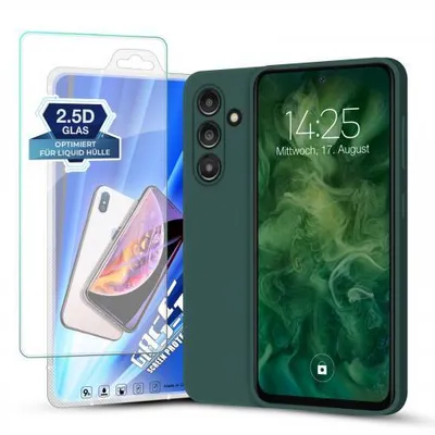 Produktbild von Liquid Silikon Hülle für Samsung Galaxy S Serie - Farbe: Grün + 9H Displayglas  - Modellkompatibilität: Für Samsung Galaxy S23 FE