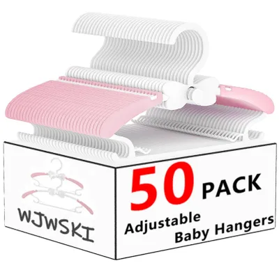 Produktbild von Solidchoice – Kleiderbügel für Kinder, 50 Stück, aus Kunststoff, rutschfest, mit verstellbaren Haken