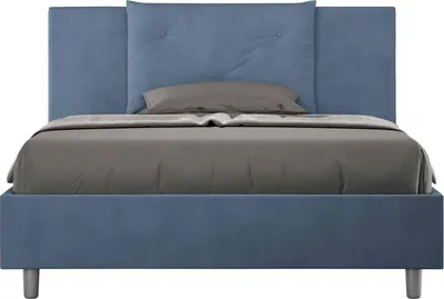 Produktbild von ITYHOME - Gepolstertes Bett mit Lattenrost 140x200 mit Mikrofaserbezug Blau Appia