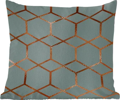 Produktbild von MuchoWow® Zierkissen Sofakissen Wohnzimmer Dekokissen 60x60 cm Muster - Luxus - Blau - Bronze - Sitzfläche - Foto Polster