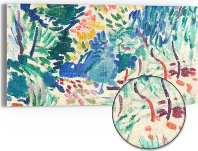 Produktbild von DEQOART Hybrid Leinwand Bild 60x30 cm 'Lebendige Gartenpracht' Wandbild Glas flach modern