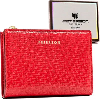 Immagine prodotto di Peterson | Portafoglio piccolo, in pelle ecologica, per donna, rosso, 12,5x9 cm