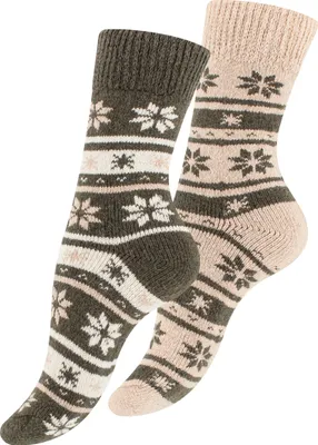Produktbild von Cotton Prime® 2 Paar Thermosocken Uni Wintersocken mit Wolle 39-42 grün-beige