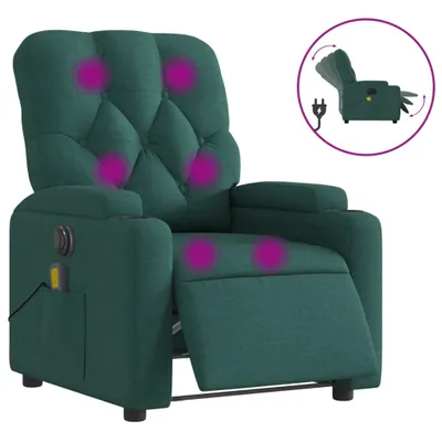 Immagine prodotto di vidaXL Sedia da massaggio elettrica in tessuto verde scuro