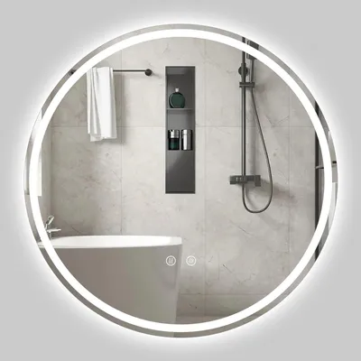 Obrázok produktu pre Okrúhle LED zrkadlo do kúpeľne, nastaviteľný jas, Ø80 cm