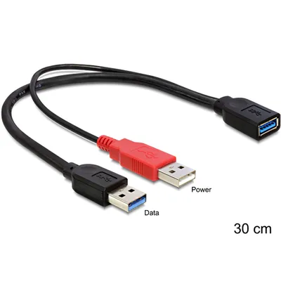 Produktbild von DeLOCK 83176, 0,3 m, USB A, 2 x USB A, USB 3.2 Gen 1 (3.1 Gen 1), Männlich/Weiblich, 5 Gbit/s