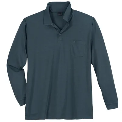 Produktbild von Ragman Softknit Langarm-Polo XXL rauchblau melange